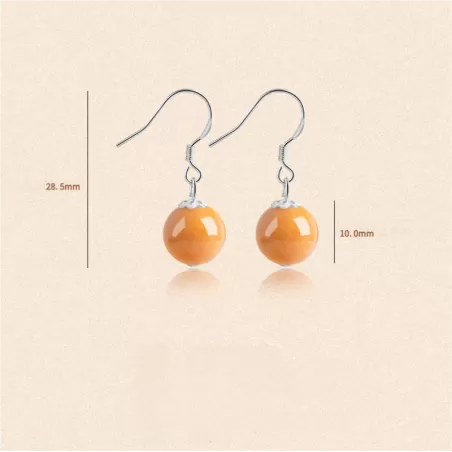 Natural Golden Silk Agate Earrings – S925 Silver Dangle Jewelry | Elegant Minimalist Gobi Desert Stone