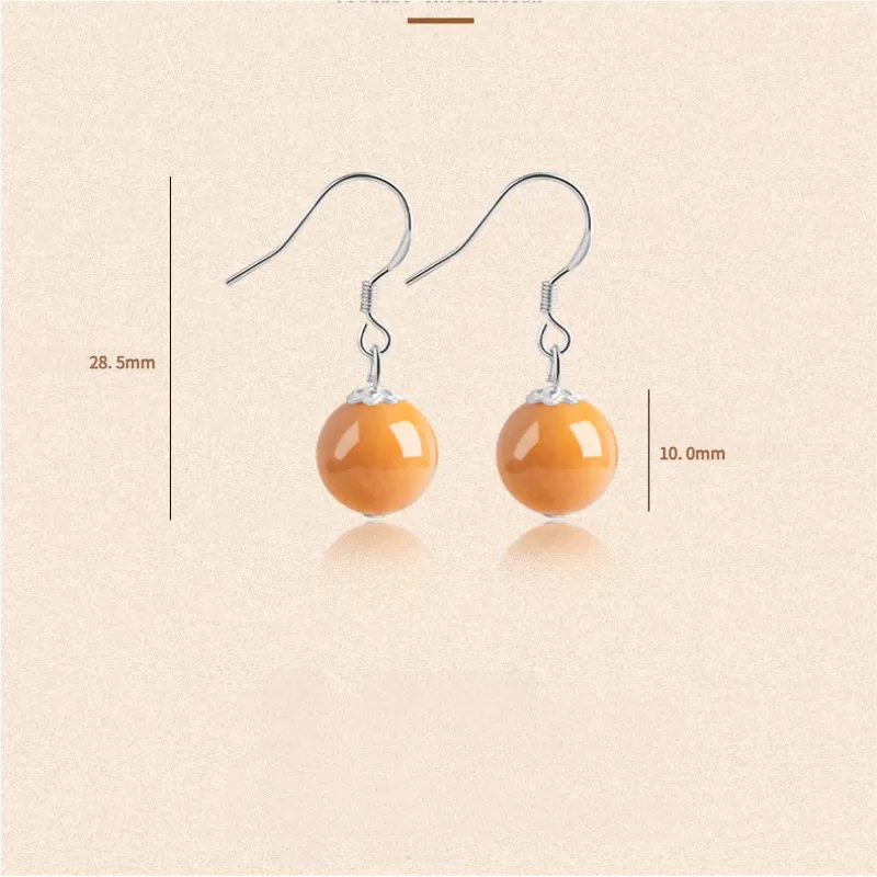 Natural Golden Silk Agate Earrings – S925 Silver Dangle Jewelry | Elegant Minimalist Gobi Desert Stone