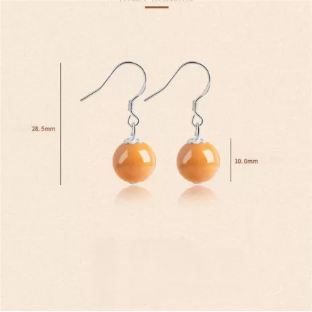 Natural Golden Silk Agate Earrings – S925 Silver Dangle Jewelry | Elegant Minimalist Gobi Desert Stone