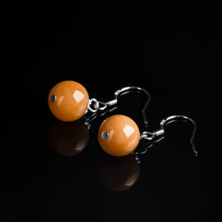 Natural Golden Silk Agate Earrings – S925 Silver Dangle Jewelry | Elegant Minimalist Gobi Desert Stone