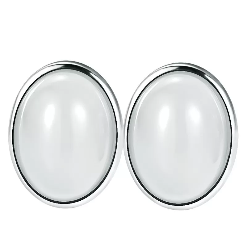 Natural White Hetian Jade Earrings – S925 Silver Studs for Women | Elegant Chinese-Inspired Jewelry