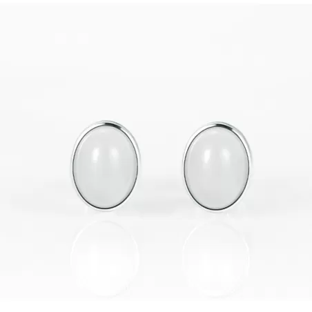 Natural White Hetian Jade Earrings – S925 Silver Studs for Women | Elegant Chinese-Inspired Jewelry