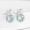 Natural Blue Water Jade Stud Earrings – Type A Ice Jadeite with S925 Silver | Elegant Everyday Jewelry
