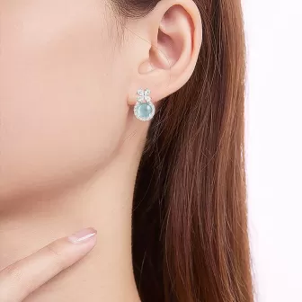 Natural Blue Water Jade Stud Earrings – Type A Ice Jadeite with S925 Silver | Elegant Everyday Jewelry 2