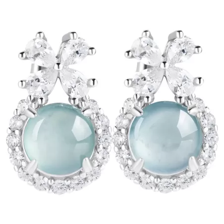 Natural Blue Water Jade Stud Earrings – Type A Ice Jadeite with S925 Silver | Elegant Everyday Jewelry