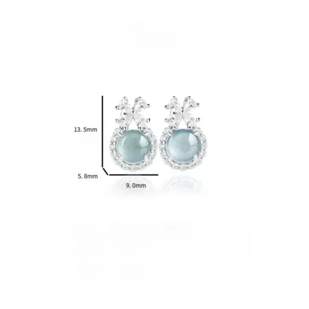 Natural Blue Water Jade Stud Earrings – Type A Ice Jadeite with S925 Silver | Elegant Everyday Jewelry