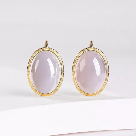 Natural Hetian Jade Stud Earrings – Spinach Green & Smoky Purple Cabochons | S925 Silver Elegant Jade Jewelry