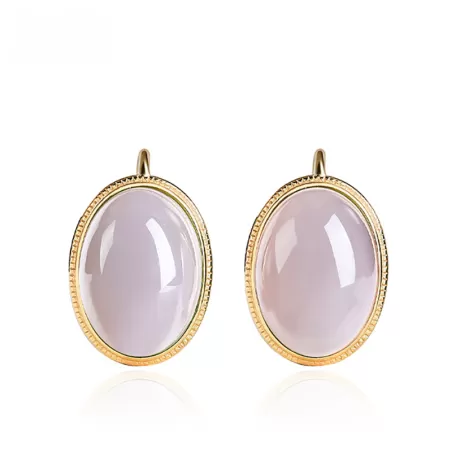 Natural Hetian Jade Stud Earrings – Spinach Green & Smoky Purple Cabochons | S925 Silver Elegant Jade Jewelry