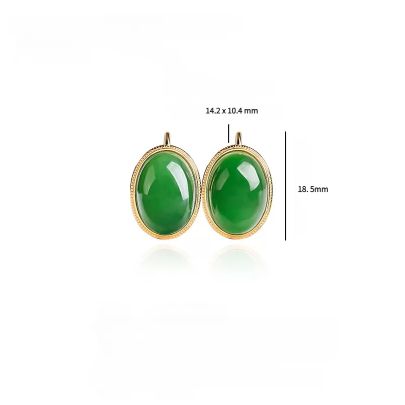 Natural Hetian Jade Stud Earrings – Spinach Green & Smoky Purple Cabochons | S925 Silver Elegant Jade Jewelry