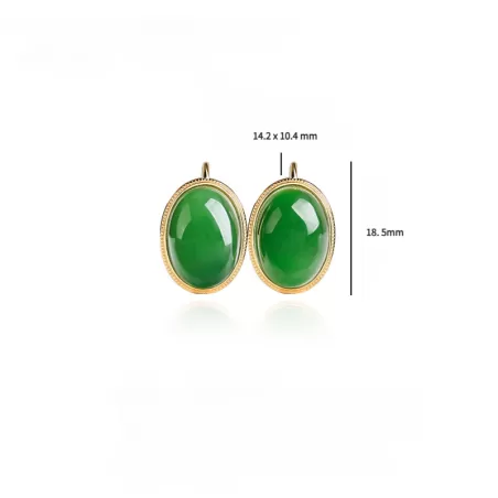 Natural Hetian Jade Stud Earrings – Spinach Green & Smoky Purple Cabochons | S925 Silver Elegant Jade Jewelry