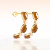 Natural Sugar Hetian Jade Earrings – Caramel Jade Dangle Jewelry with S925 Silver & Thick 18K Gold Plating