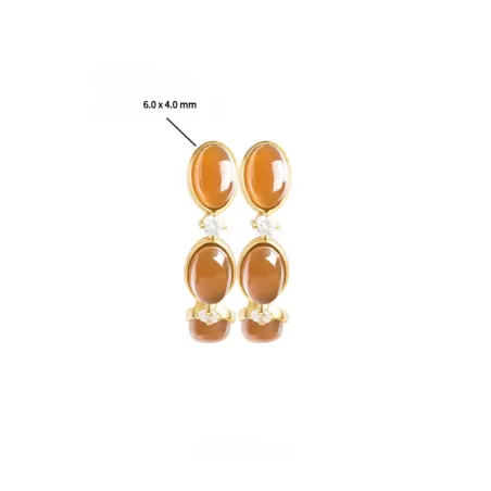 Natural Sugar Hetian Jade Earrings – Caramel Jade Dangle Jewelry with S925 Silver & Thick 18K Gold Plating