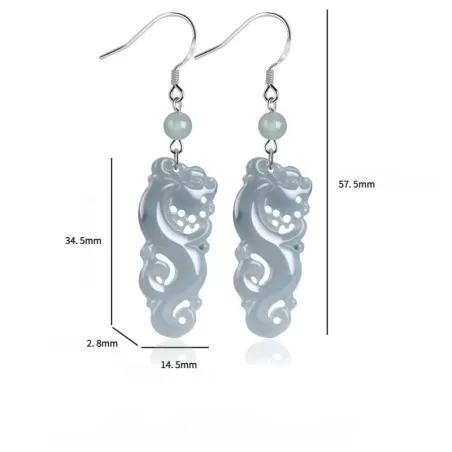 Natural Blue Water Jade Dragon Earrings – Type A Ice Jadeite Dangle with S925 Silver | Vintage Chinese Style