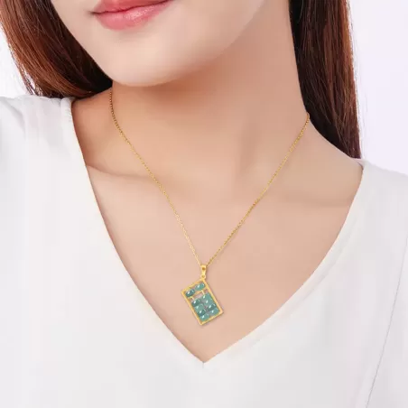 Natural Blue Jadeite Abacus Pendant | S925 Silver | Symbol of Wealth & Wisdom