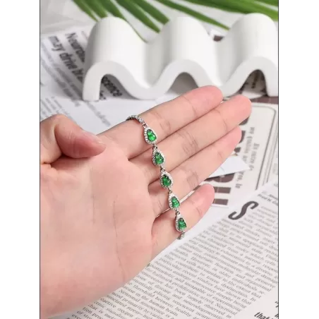 Green Jadeite Gourd Bracelet – Natural Ice Jade with S925 Silver | Elegant Women’s Jewelry