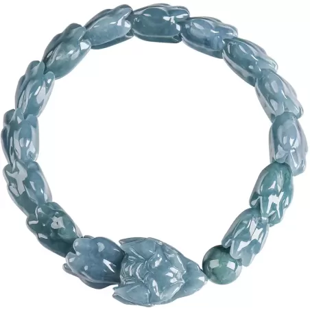 Genuine Blue Water Jade Dragon Spine Bracelet – Natural Type A Burmese Jade | Ice-Type Texture | Hand-Carved Men’s Power Bracele
