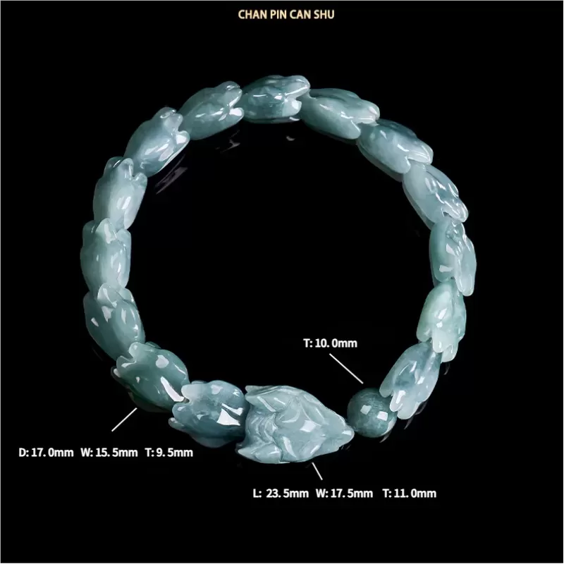 Genuine Blue Water Jade Dragon Spine Bracelet – Natural Type A Burmese Jade | Ice-Type Texture | Hand-Carved Men’s Power Bracele