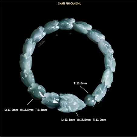 Genuine Blue Water Jade Dragon Spine Bracelet – Natural Type A Burmese Jade | Ice-Type Texture | Hand-Carved Men’s Power Bracele