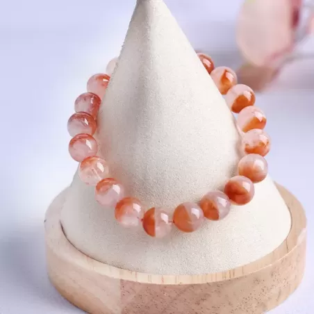 Red Rutilated Quartz “Treasure Bowl” Bracelet – Venus Crystal for Charm & Vitality | Natural Fire Element Beads | Ethnic Half-Bo