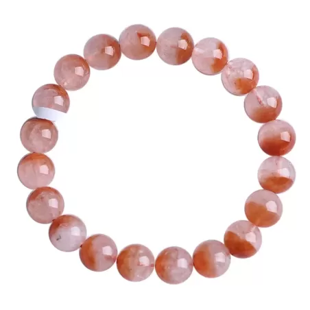 Red Rutilated Quartz “Treasure Bowl” Bracelet – Venus Crystal for Charm & Vitality | Natural Fire Element Beads | Ethnic Half-Bo
