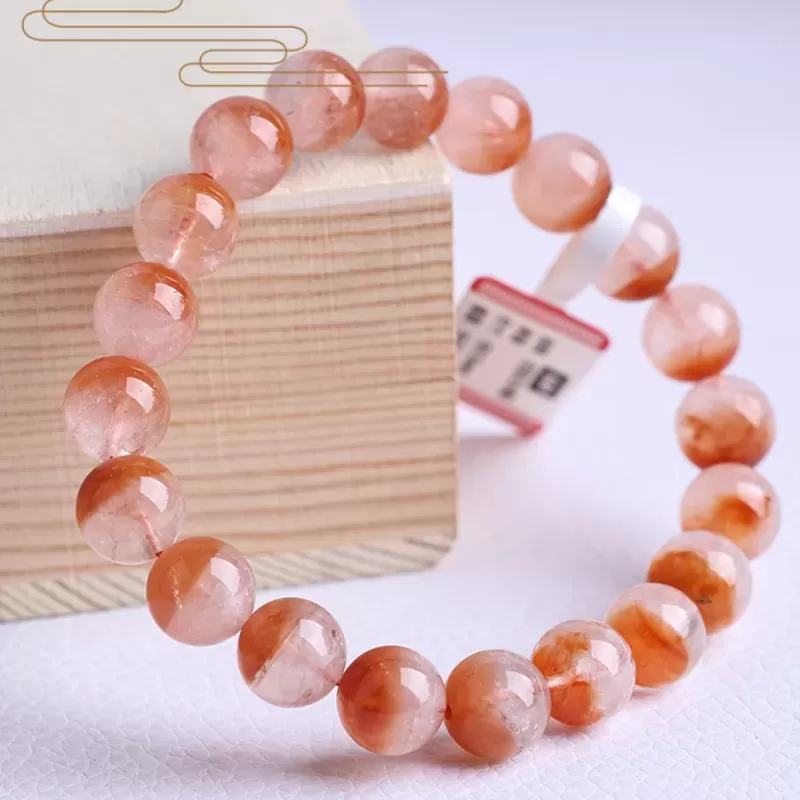 Red Rutilated Quartz “Treasure Bowl” Bracelet – Venus Crystal for Charm & Vitality | Natural Fire Element Beads | Ethnic Half-Bo
