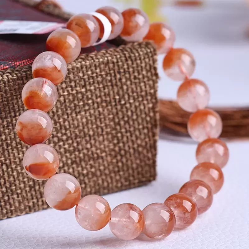 Red Rutilated Quartz “Treasure Bowl” Bracelet – Venus Crystal for Charm & Vitality | Natural Fire Element Beads | Ethnic Half-Bo