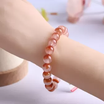 Red Rutilated Quartz “Treasure Bowl” Bracelet – Venus Crystal for Charm & Vitality | Natural Fire Element Beads | Ethnic Half-Bo 2