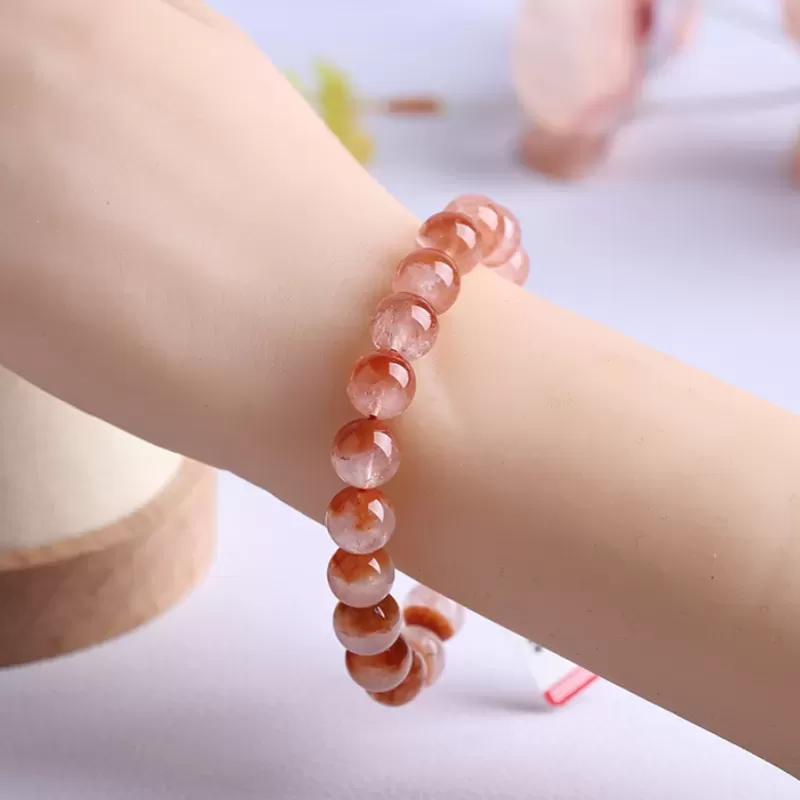 Red Rutilated Quartz “Treasure Bowl” Bracelet – Venus Crystal for Charm & Vitality | Natural Fire Element Beads | Ethnic Half-Bo