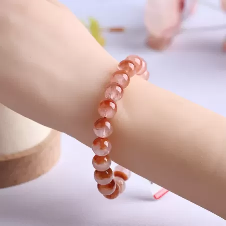 Red Rutilated Quartz “Treasure Bowl” Bracelet – Venus Crystal for Charm & Vitality | Natural Fire Element Beads | Ethnic Half-Bo