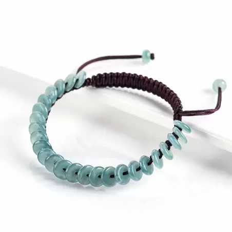 Blue Water Jade Peace Buckle Bracelet – Natural Type A Jade | Ice-Grade Hand-Carved Unisex Amulet | Water Element Energy