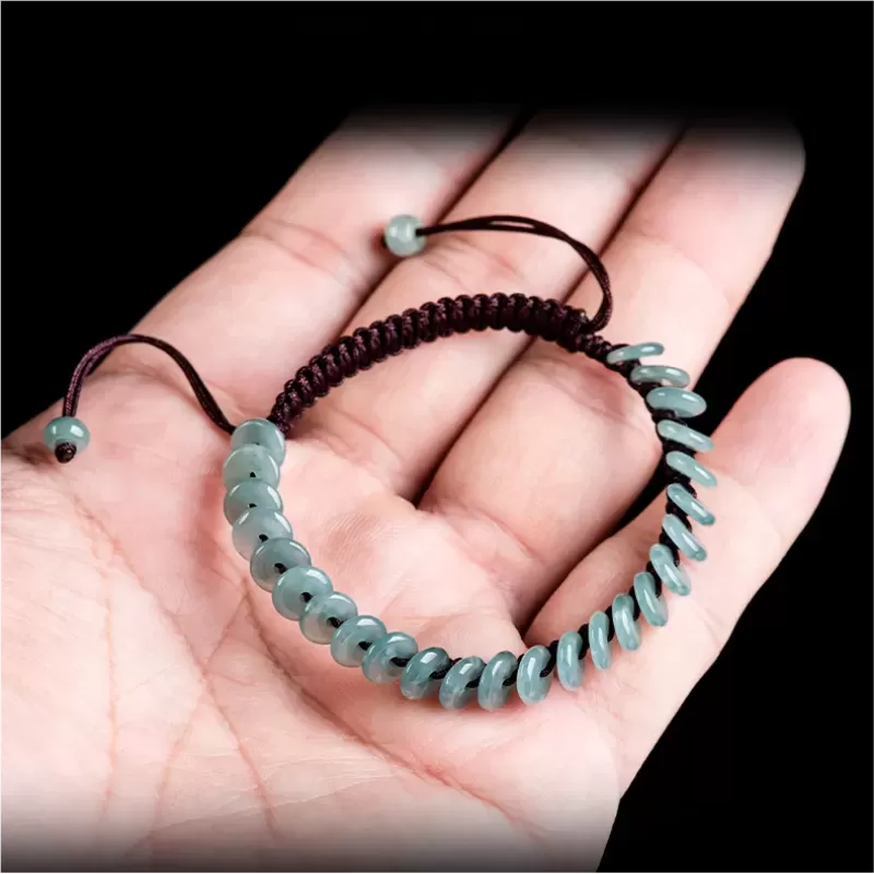 Blue Water Jade Peace Buckle Bracelet – Natural Type A Jade | Ice-Grade Hand-Carved Unisex Amulet | Water Element Energy