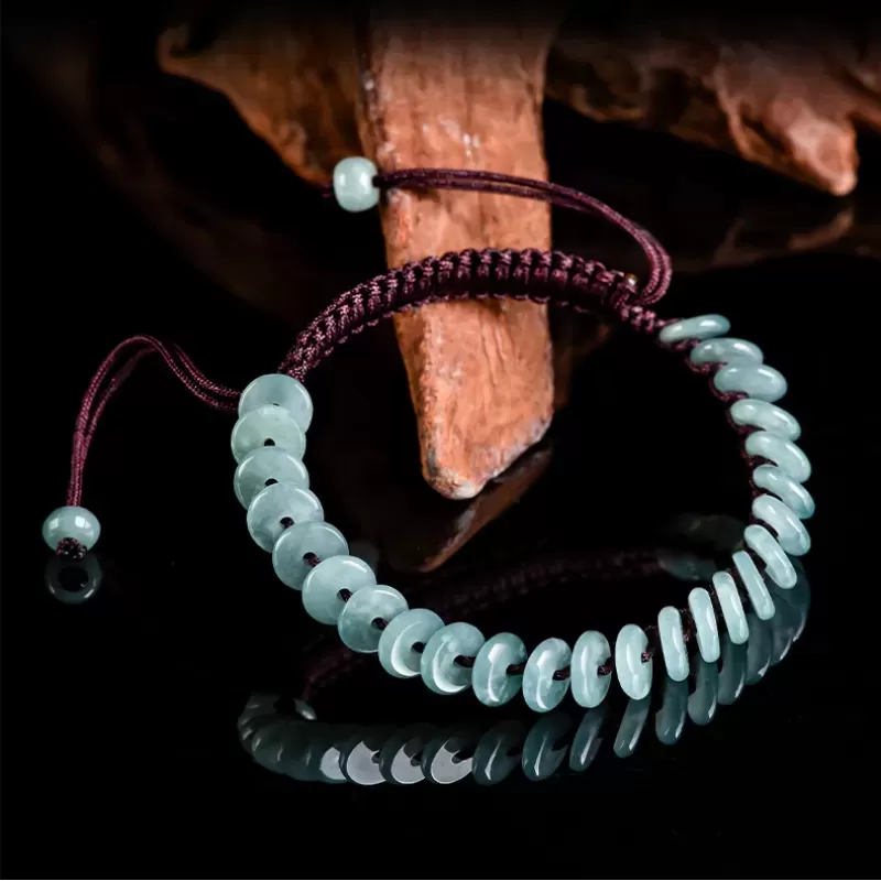 Blue Water Jade Peace Buckle Bracelet – Natural Type A Jade | Ice-Grade Hand-Carved Unisex Amulet | Water Element Energy