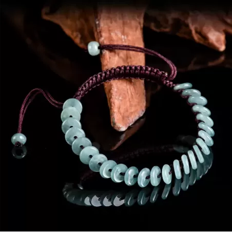 Blue Water Jade Peace Buckle Bracelet – Natural Type A Jade | Ice-Grade Hand-Carved Unisex Amulet | Water Element Energy