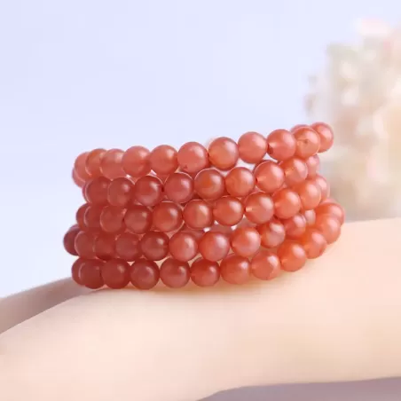 Baoshan South Red Agate 108 Mala Bead Bracelet – Natural Cherry Red Matte Finish | Spiritual Buddhist Prayer Jewelry | Fire Elem