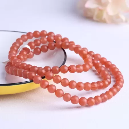 Baoshan South Red Agate 108 Mala Bead Bracelet – Natural Cherry Red Matte Finish | Spiritual Buddhist Prayer Jewelry | Fire Elem