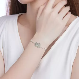 Blue Jadeite Butterfly Bracelet | Natural Ice Jade with S925 Silver 2