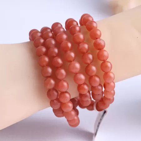 Baoshan South Red Agate 108 Mala Bead Bracelet – Natural Cherry Red Matte Finish | Spiritual Buddhist Prayer Jewelry | Fire Elem
