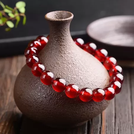 Orange-Red Garnet Bracelet – Natural Crystal Jewelry for Women | Single Strand Cut Beads | Fire Element Energy & Emotional Warmt