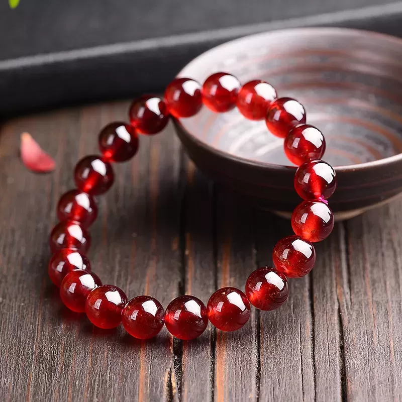 Orange-Red Garnet Bracelet – Natural Crystal Jewelry for Women | Single Strand Cut Beads | Fire Element Energy & Emotional Warmt