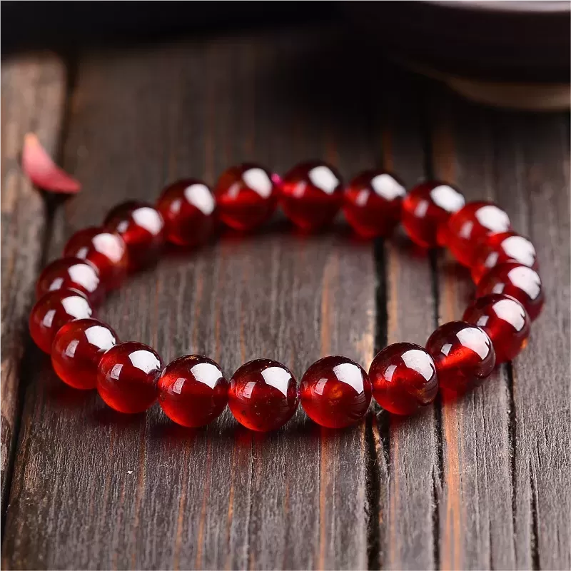 Orange-Red Garnet Bracelet – Natural Crystal Jewelry for Women | Single Strand Cut Beads | Fire Element Energy & Emotional Warmt
