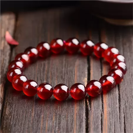 Orange-Red Garnet Bracelet – Natural Crystal Jewelry for Women | Single Strand Cut Beads | Fire Element Energy & Emotional Warmt