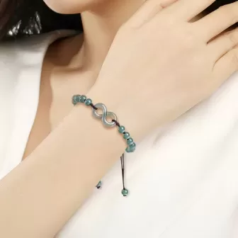 Blue Water Jade Infinity Bracelet – Natural Type A Jade | Hand-Carved Symbol of Eternal Love | Water Element Energy | Couple’s G 2