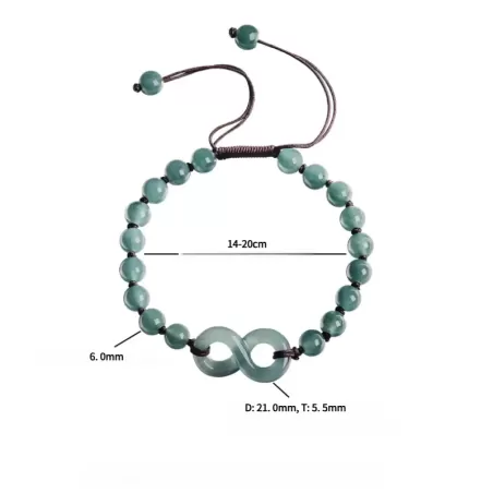 Blue Water Jade Infinity Bracelet – Natural Type A Jade | Hand-Carved Symbol of Eternal Love | Water Element Energy | Couple’s G