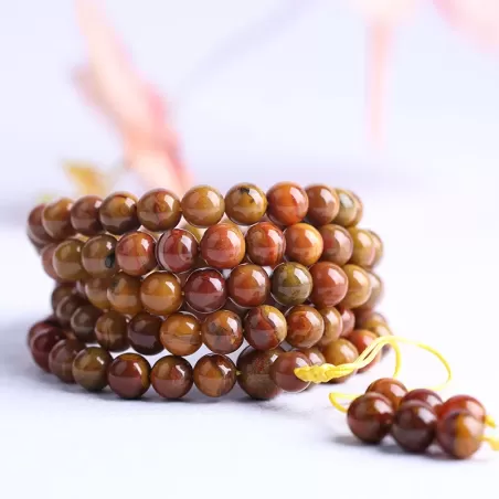 Zhan Guo Red Agate 108 Mala Bracelet – Natural Multi-Layer Fire-Earth Crystal Jewelry | Buddhist-Inspired Prayer Beads | Unisex
