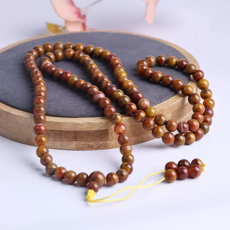 Zhan Guo Red Agate 108 Mala Bracelet – Natural Multi-Layer Fire-Earth Crystal Jewelry | Buddhist-Inspired Prayer Beads | Unisex