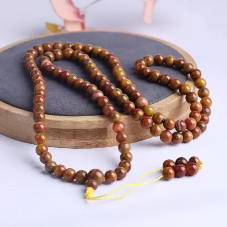 Zhan Guo Red Agate 108 Mala Bracelet – Natural Multi-Layer Fire-Earth Crystal Jewelry | Buddhist-Inspired Prayer Beads | Unisex