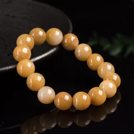 Gobi Yellow Jade Bracelet | Natural Silky Soft Jade 13mm Beads