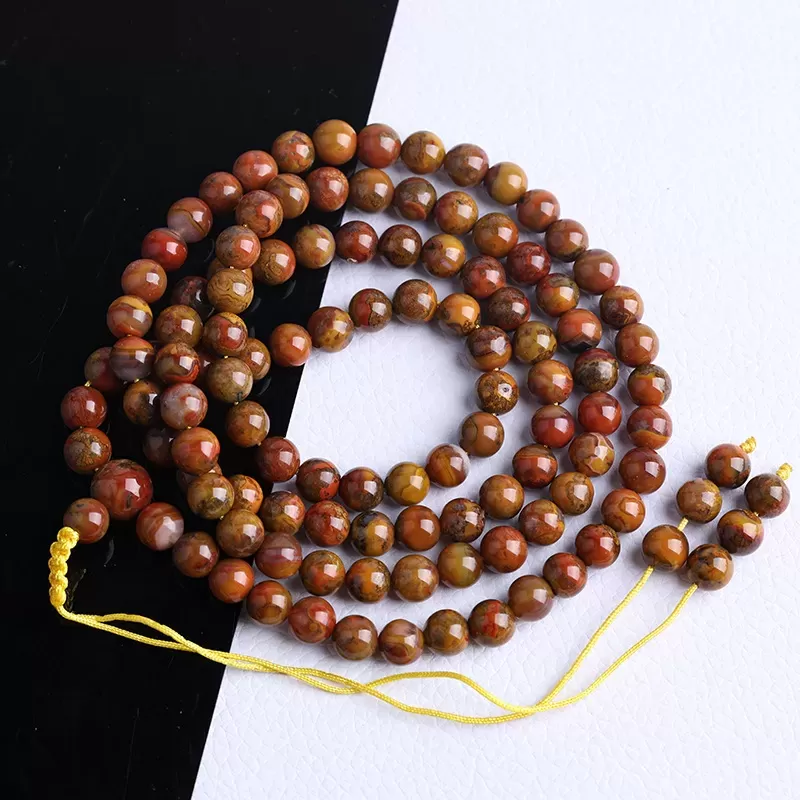 Zhan Guo Red Agate 108 Mala Bracelet – Natural Multi-Layer Fire-Earth Crystal Jewelry | Buddhist-Inspired Prayer Beads | Unisex