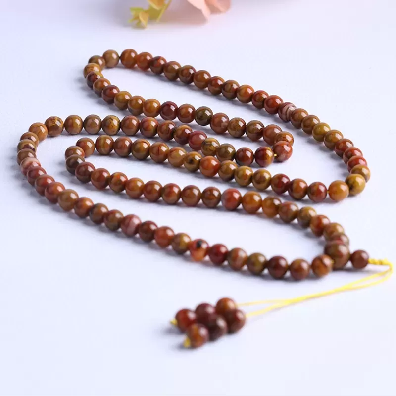 Zhan Guo Red Agate 108 Mala Bracelet – Natural Multi-Layer Fire-Earth Crystal Jewelry | Buddhist-Inspired Prayer Beads | Unisex
