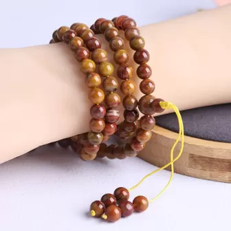 Zhan Guo Red Agate 108 Mala Bracelet – Natural Multi-Layer Fire-Earth Crystal Jewelry | Buddhist-Inspired Prayer Beads | Unisex 2